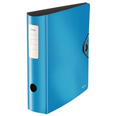 Abbildung von Leitz Qualitäts Ordner 180 Active Solid, A4, breit, Abgerundeter Rücken, 8,2 cm Gummibandverschluss, Leichtes Polyfoam, Plastik Ordner, Hellblau, 10471030