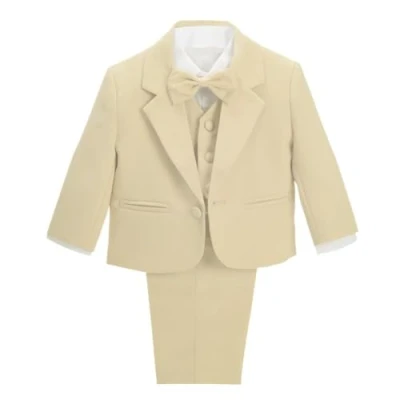 Abbildung von Lito Angels Baby Anzug Jungen Hochzeit, 5 Teiliges Set (Sakko, Weste, Hemd, Hose &amp; Krawatte), Khaki, Größe 3 6 Monate 68 (Tag Nummer 6M)