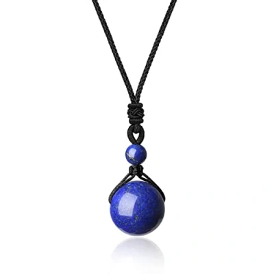 Abbildung von COAI Unisex Edelstein Lapislazuli Perle Anhänger Glückskette Verstellbare Halskette