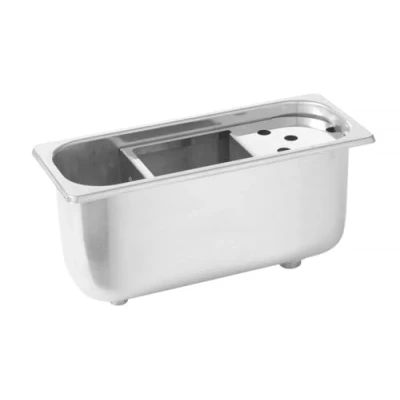 Abbildung von HENDI Eisportioniererspüle, Spülbecken, Eisportionierer, kann an Kühltheken und auslagen montiert werden, 3/8&quot; Wasserversorgungsleitung, 3/4&quot; Abflussleitung, 270x111x(H)115mm, Edelstahl AISI 304