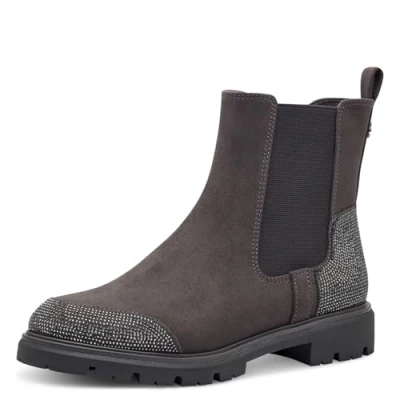 Abbildung von MARCO TOZZI by Guido Maria Kretschmer Damen Chelsea Boots Flach mit Reißverschluss, Grau (Dk.Grey), 42 EU