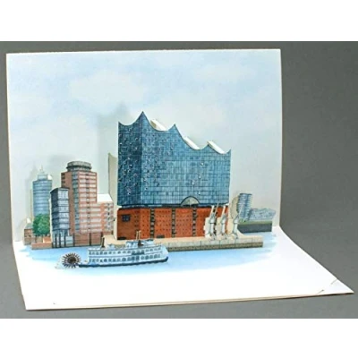 Abbildung von Pop up Karte Elbphilharmonie: Geburtstags und Glückwunschkarte mit Umschlag, Gutschein für Städtereise/Hotel perfekte Geschenkidee Souvenir aus Hamburg, Elfi, Sehenswürdigkeit