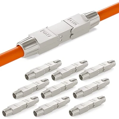 Abbildung von HB DIGITAL 10x Cat.7 LSA werkzeugloser Netzwerkkabel verbinder CAT 7 STP feldkonfektionierbare Kupplung Adapter Verlängerung für LAN Verlegekabel Ethernet Installationskabel