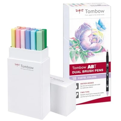 Abbildung von Tombow ABT 18P 5 Fasermaler Dual Brush Pen mit zwei Spitzen 18er Set, pastellfarben