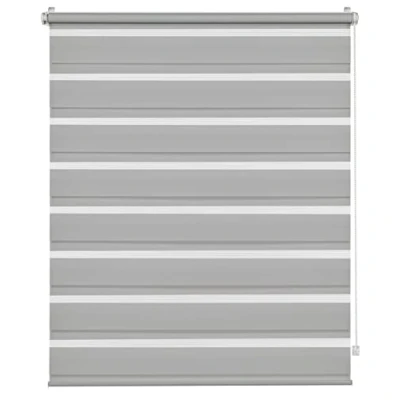 Abbildung von Deco Company Duo Klemmrollo, Doppelrollo, Rollo für Fenster ohne Bohren, Alle Montage Teile inklusive, Polyester, Hellgrau, 75 x 150 cm
