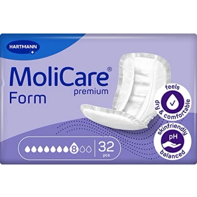 Abbildung von MoliCare Premium Form 8 Tropfen, für schwere Inkontinenz: maximale Sicherheit, extra Auslaufschutz und Diskretion Frauen Männer, zu verwenden mit Fixpants, 32 Stück