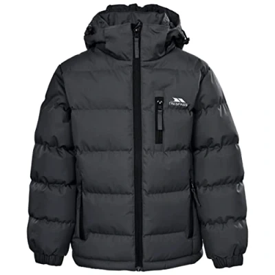 Abbildung von Trespass Jungen Tuff Wasserdichte Regenjacke Mit Abnehmbarer Kapuze, Flint, 5 6 Jahre EU