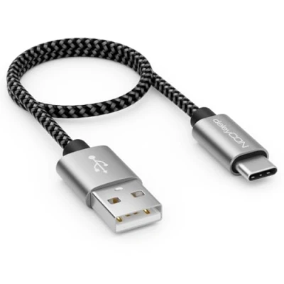 Abbildung von deleyCON 0,30m Nylon USB C Kabel 30cm Kurz Ladekabel Datenkabel Typ Metallstecker Laden &amp; Synchronisieren von Handy Smartphone