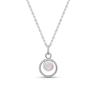 Abbildung von Amberta Lumini Damen Halskette mit Anhänger aus 925 Sterling Silber Simuliertem Geburtsstein: Juni Geburtsstein Simulierter Mondstein Zirkonia