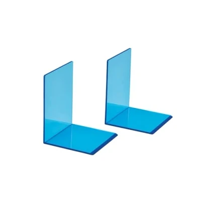 Abbildung von MAUL Buchstütze aus Acryl (2er Pack) 10x10x13cm Bücherhalter, Organzier für Kinder, Bücher, Büro, Regal Bücherstütze im stilvollen Design möbelschonender Buchhalter Blau