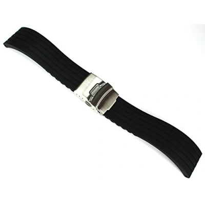 Abbildung von Sulla SCHWARZER KAUTSCHUK SILIKON Armband Taucher Diver 22mm FALTSCHLIEßE
