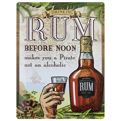Abbildung von Dodino 30x40cm blechschild, RUM, funny, Dekoratives Wohnaccessoire, Deko Metallschild Schild für alle Bar Theke oder Pub Besitzer