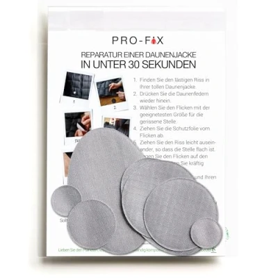 Abbildung von DJR PRO FIX: Einfach zu verwendende Flicken Sets für Daunenjacken Selbstklebende, wasserfeste, reißfeste zur Reparatur von Kleidung, Schlafsäcken, Zelten, Outdoor Ausrüstung Silber