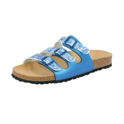 Abbildung von Lico Damen Bioline Flower Pantoletten, Blau Weiß, 38 EU