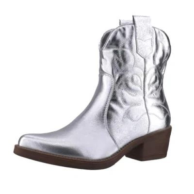 Abbildung von Elara Damen Stiefeletten Cowboy Boots Chunkyrayan 301 A31 Silver PU 39