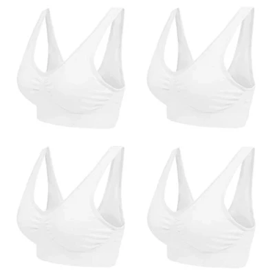 Abbildung von Boolavard Comfort BH Seamless Bustier Freizeit und Sport BH, Sporttop, Nahtlos, Form Top ohne Bügel, Ahh Bra Wohlfühl (S: 76 81cm (65A 70B), 4 x Weiß)