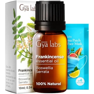 Abbildung von Gya Labs ätherisches Weihrauchöl zur Verbreitung und Selbstpflege für Haut, Massagen Heimwerken holziger, erdiger Duft 100% natürlich (10 ml)