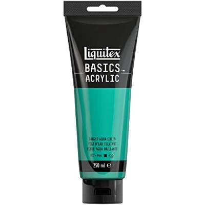 Abbildung von Liquitex 88700233 Basics Acrylfarbe, monopigmentierte Künstlerpigmente, lichtecht, mittlere Viskosität, Archivqualität, seidenglänzender Finish, 250ml Tube Aquagrün Leuchtend