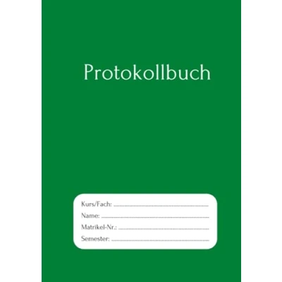 Abbildung von Protokollbuch: ideal für Notizen von Experimenten Studium, Schule und Ausbildung Biologie Chemie Physik Biochemie GRÜN
