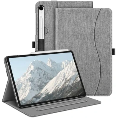 Abbildung von Fintie Hülle für Samsung Galaxy Tab S9 FE 10.9 Zoll/Tab 11 Zoll 2023 Tablet, Multi Winkel Folio Schutzhülle mit Dokumentenfach und Auto Schlaf/Wach Funktion, Grau