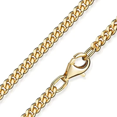 Abbildung von Materia Panzerkette Silber 925 vergoldet diamantiert 2,7mm Gold Halskette Damen K70 40 cm