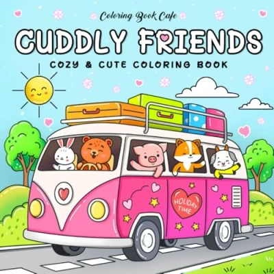 Abbildung von Cuddly Friends: Easy Coloring Book for Adults and Teens Featuring Adorable Animal Characters Stress Relief Relaxation (Cute Simple Books)
