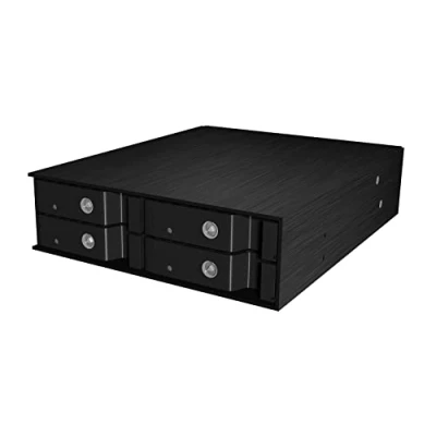 Abbildung von Icy Box IB 2240SSK 4 fach Backplane (Formfaktor 5,25&quot;) für 2,5&quot; (6,35 cm) SATA/SAS HDD/SSD, Vollmetall, abschließbar, 2x 40 mm Lüfter schwarz