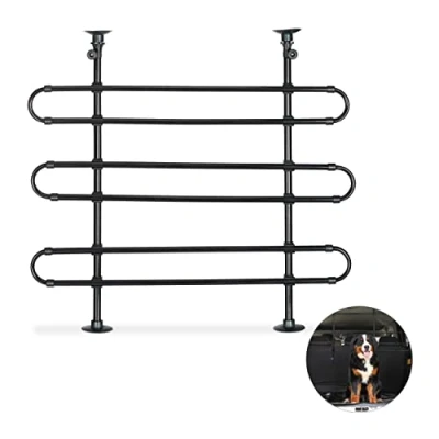 Abbildung von Relaxdays Hundegitter Auto, Schutzgitter Hund, zum Klemmen, Universal Trenngitter, Höhe und Breite verstellbar, schwarz, ‎8 x 83 79 cm; 3,6 Kilogramm