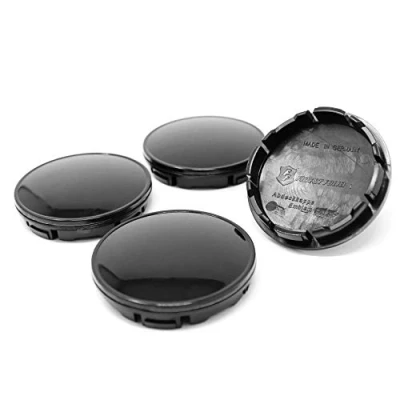 Abbildung von 4x Nabendeckel Set ABS Kunststoff Aluminium Nabenkappen für Felgen Radnaben Felgendeckel Felgenkappen Universal Auto Zubehör (Schwarz, 56mm Ø)