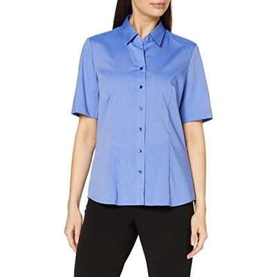 Abbildung von Seidensticker Damen Women Regular Shortsleeve Hemdbluse, Mittelblau(080605), 42 EU