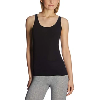 Abbildung von Schiesser Damen Trägertop Luxury Baumwolle Unterhemd, Schwarz_200763, 42 EU