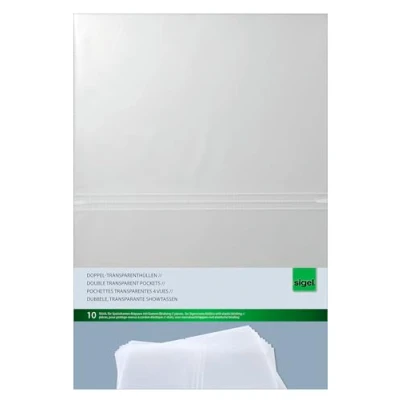 Abbildung von SIGEL SM180 Doppel Transparenthüllen für A4 Speisekarten Mappen Gummibindung, 10 Stück, strapazierfähig und leicht abwischbar