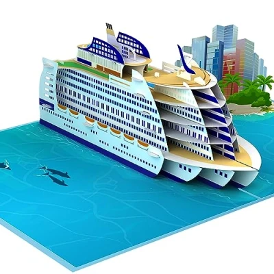 Abbildung von LIMAH® Pop Up Karte Kreuzfahrt 3D Geburtstagskarte Gutschein, Geschenk für Schiffsreise, Urlaub, Flitterwochen Kreuzfahrtschiff Reisen
