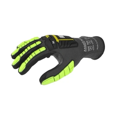 Abbildung von Ansell Ringers R840 Professionelle Arbeitshandschuhe, Rutschfeste Nitril Beschichtung, Industrie Schutzhandschuhe für Mechanik, Werkstatt und Montage, Waschbare, Schwarz, Größe M (1 Paar)
