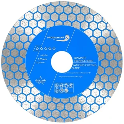 Abbildung von PRODIAMANT Diamant Fliesenscheibe 125mm für Jolly Schnitte Diamanttrennscheibe 125 mm x 22,23 45 Grad Schneiden, Fasen und Schleifen von Fliese, Feinsteinzeug
