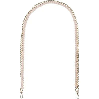 Abbildung von styleBREAKER Taschen Schulterriemen mit eingeflochtener Kette, Wechsel Taschengurt, Handyband, Handykette, Karabiner 02013038, Farbe:Beige