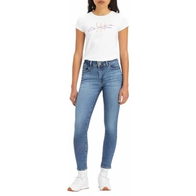 Abbildung von Levi&#039;s 711 Double Button Jeans Skinny Fit, Damen, Größe: 27x32, Medium indigo
