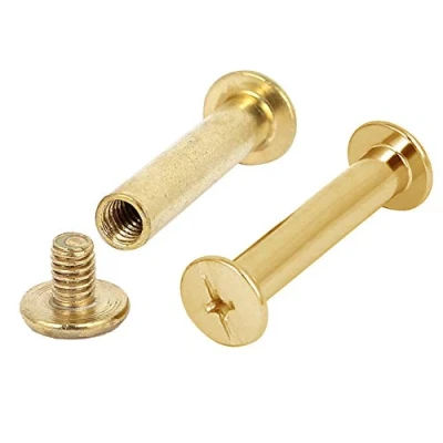 Abbildung von Increway 30 Sets Chicago Stellschrauben, 5 mm x 25 mm, messingbeschichtet, Schraubklemme, messingfarben