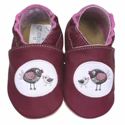 Abbildung von HOBEA Germany bestickte Krabbelschuhe in verschiedenen Designs, Vogelfamilie, 24/25 EU
