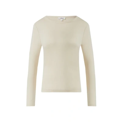 Abbildung von s.Oliver Longsleeve Langarmshirt, Damen, Größe: 44, Helles sand