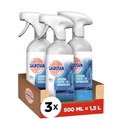 Abbildung von Sagrotan Hygiene Textilerfrischer Frische Wäsche Entfernt festsitzende Gerüche &amp; geruchsbildende Bakterien Für Kleidung Wohntextilien 3 x 500 ml