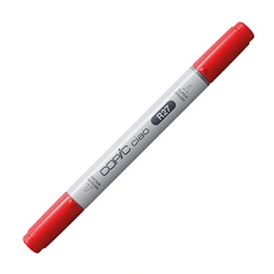 Abbildung von COPIC Ciao Marker Typ R 27, Cadmium Red, vielseitiger Layoutmarker, mit einer mittelbreiten und Brush Spitze