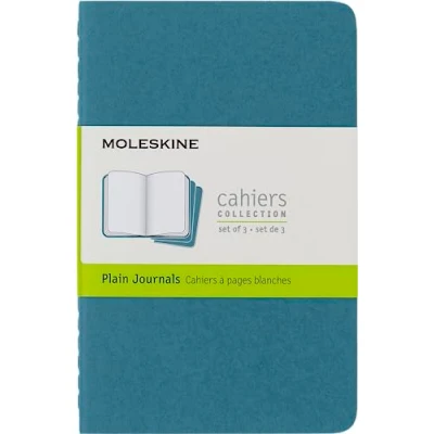 Abbildung von Moleskine Cahier Journal (3er Set Notizbücher mit blanko Seiten, Kartoneinband und Baumwollstickerei, Pocket 9 x 14 cm, 64 Seiten), Lebhaftes Blau