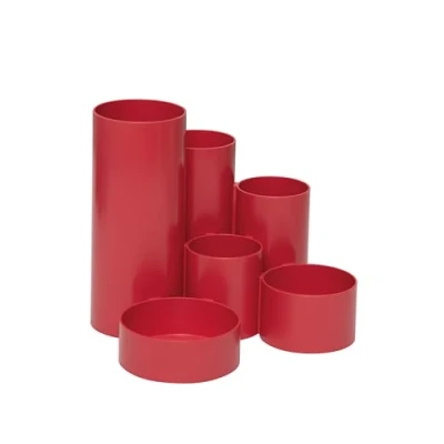 Abbildung von MAUL Stiftehalter MAULtubo Recycling Ø15x12,5 cm Schreibtisch Organizer mit 6 Köchern Büro für Stifte, Kugelschreiber, Pinsel und Schere Stilvoller Stifte Rot