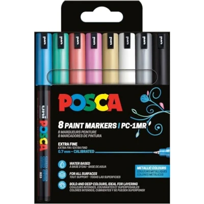 Abbildung von POSCA 181757 Marker Set POSCA, 8 Acrylstifte Metallic PC 1MR, Permanent 0,7 mm Rundspitze