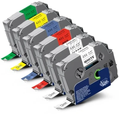 Abbildung von 6x Labelwell 12mm 0.47 kompatibel Schriftband für Brother TZe 231 131 431 531 631 731 P touch Bänder PT H100LB D210 D600VP D400 H107B P700 1000 H105