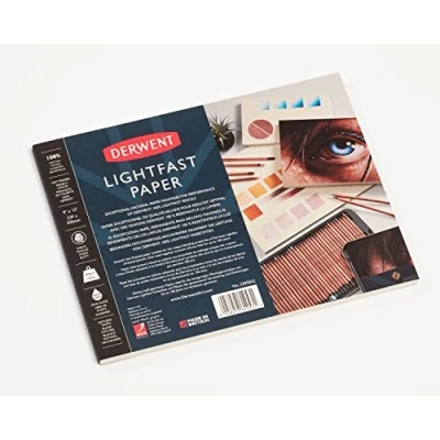 Abbildung von Derwent Lightfast Papierblock 229 x 305 mm, 300 g/m², 20 Blatt Papier, Glatte heißgepresste Oberfläche, Säurefrei, Ideal fürs Zeichnen und Malen, Professionelle Qualität, 2305832