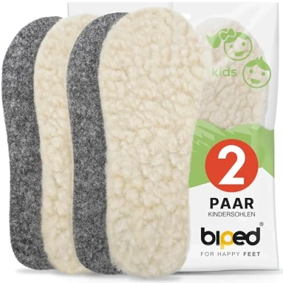 Abbildung von biped 2 Paar Kinder Lamm Wollsohlen Extra dicke Winter Einlegesohlen aus Lammwolle und Filz Wärmende Einlagen z2690(34 35)