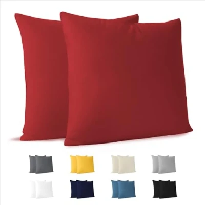 Abbildung von Dreamzie Kissenbezug 65 x cm (Set mit 2) 100% Jersey Baumwolle 150 g/qm Kissenbezüge Rot Für Kissen Kissenhülle Resistent und Hypoallergen