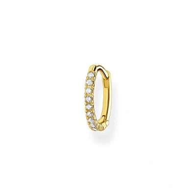 Abbildung von Thomas Sabo Damen Einzel Creole weiße Steine gold, 925 Sterlingsilber, Clipverschluss CR659 414 14, 1,30 cm